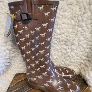 Smoky Mountain Brown Horse Rubber Rainboots 7